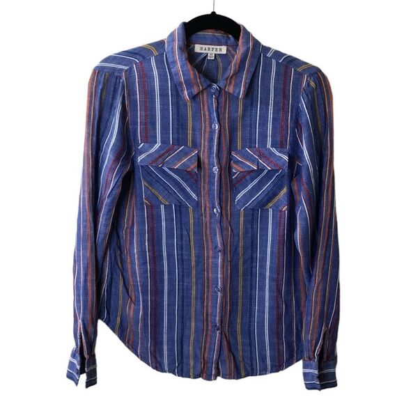 Harper Striped Button Down Shirt Sz XS - Picture 1 of 6